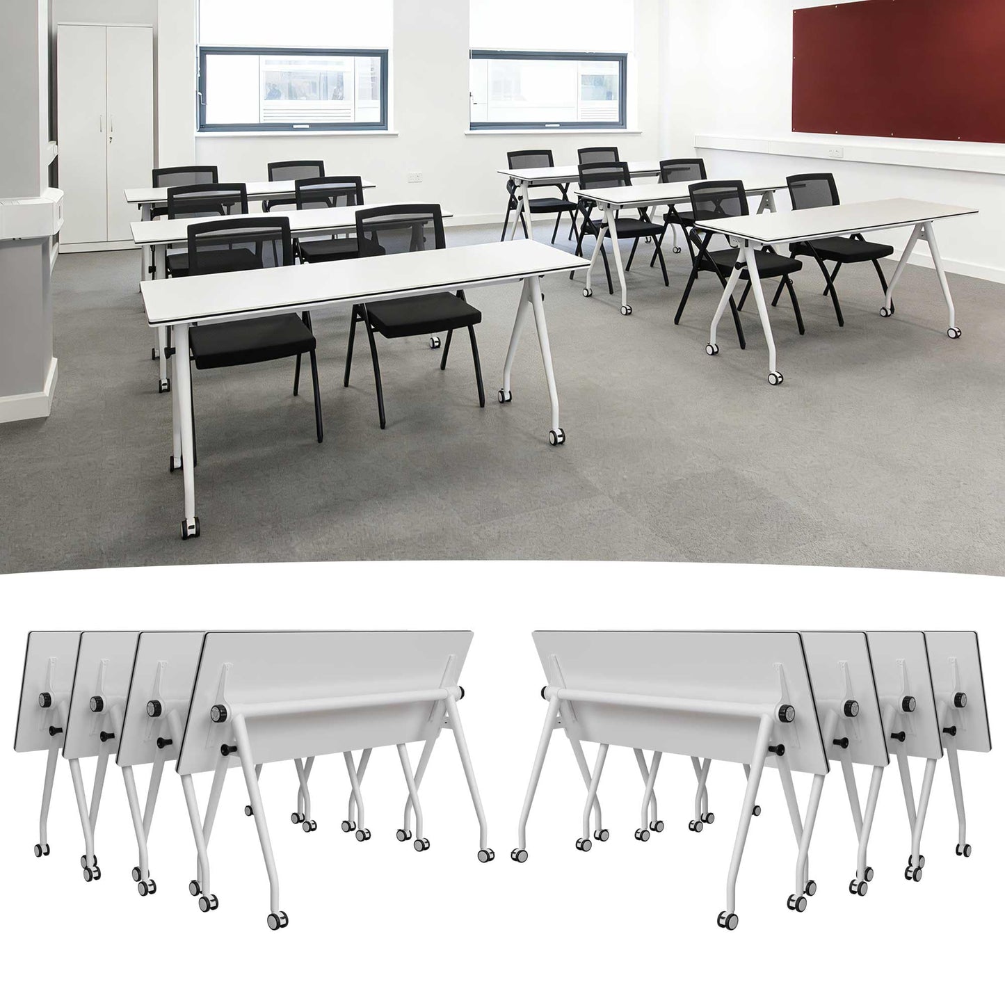 Modular Mobile Conference Table with Flip Top