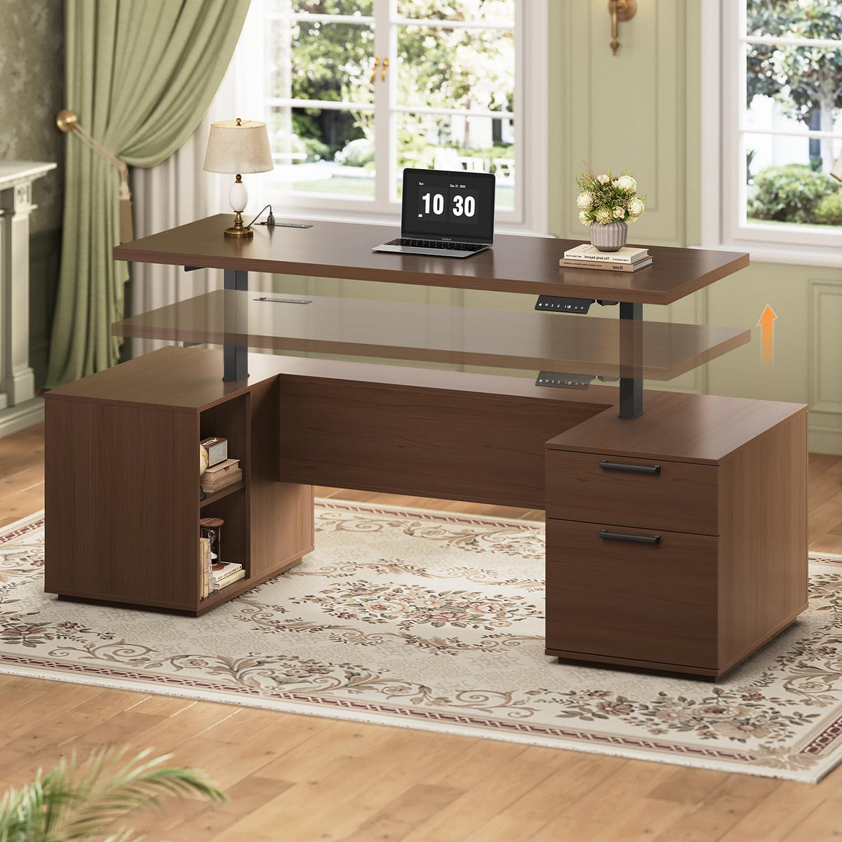 Electric Standing Desk with Drawers & Storage