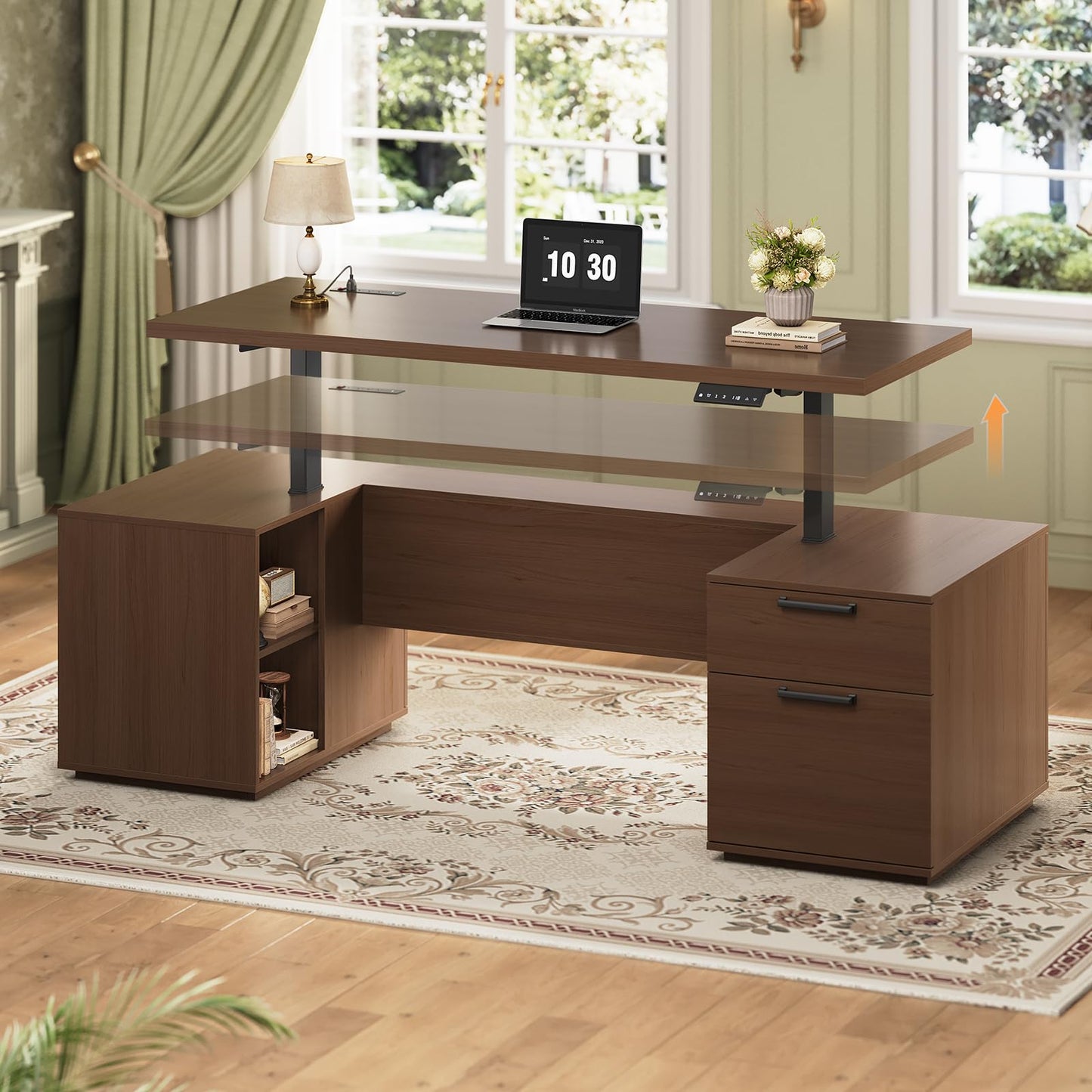 Electric Standing Desk with Drawers & Storage