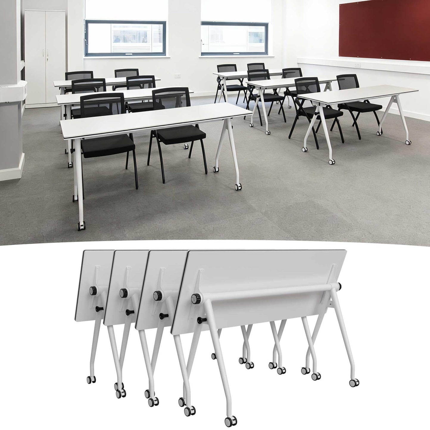 Modular Mobile Conference Table with Flip Top