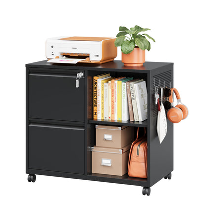 Mobile Lateral File Cabinet with Storage Shelves