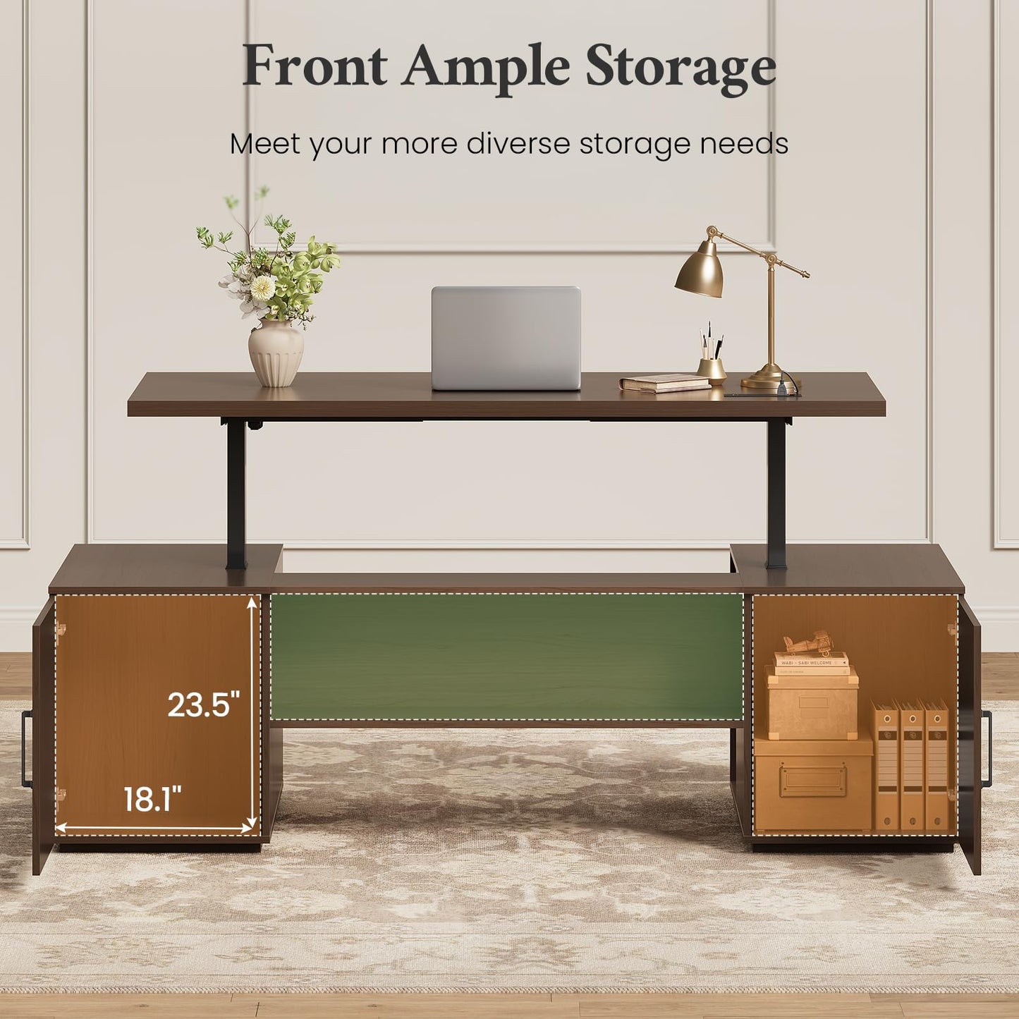 Electric Standing Desk with Drawers & Storage