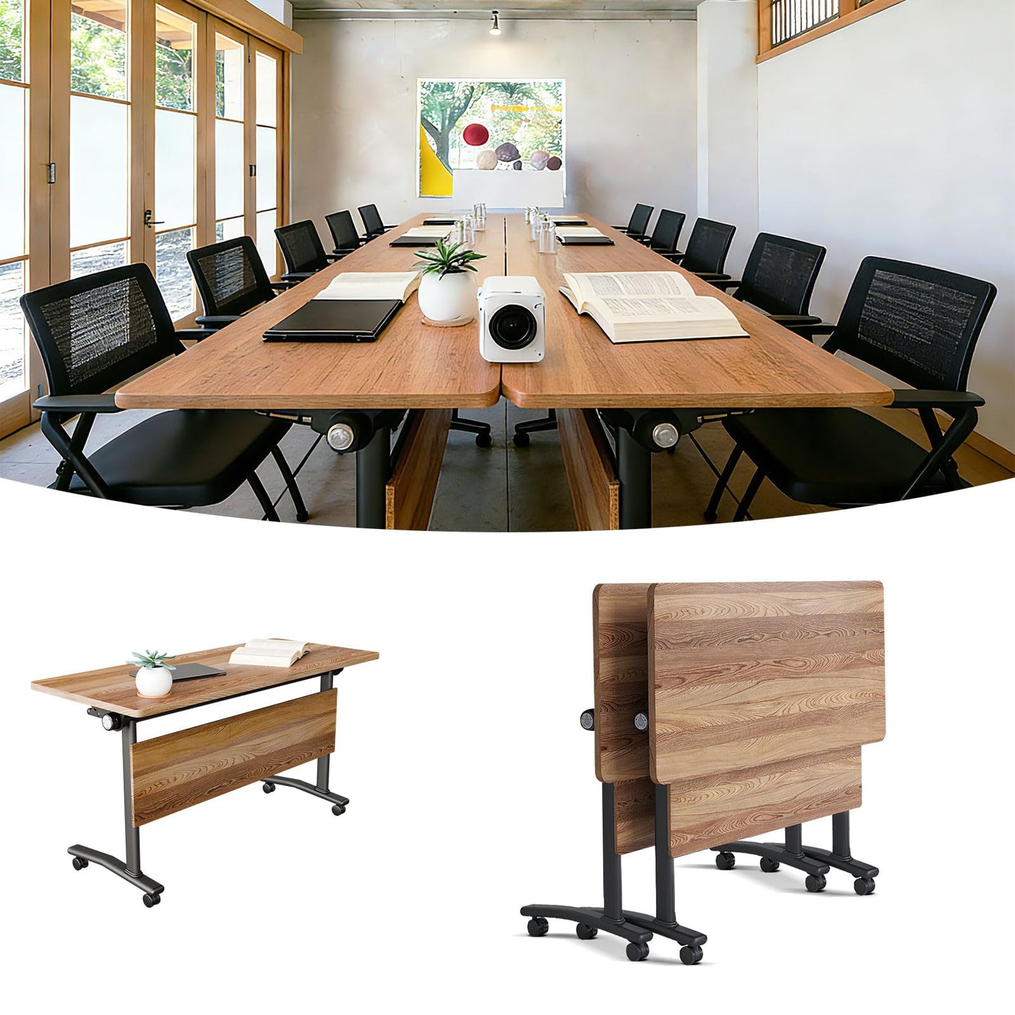 Mobile Folding Conference Table with Wheels