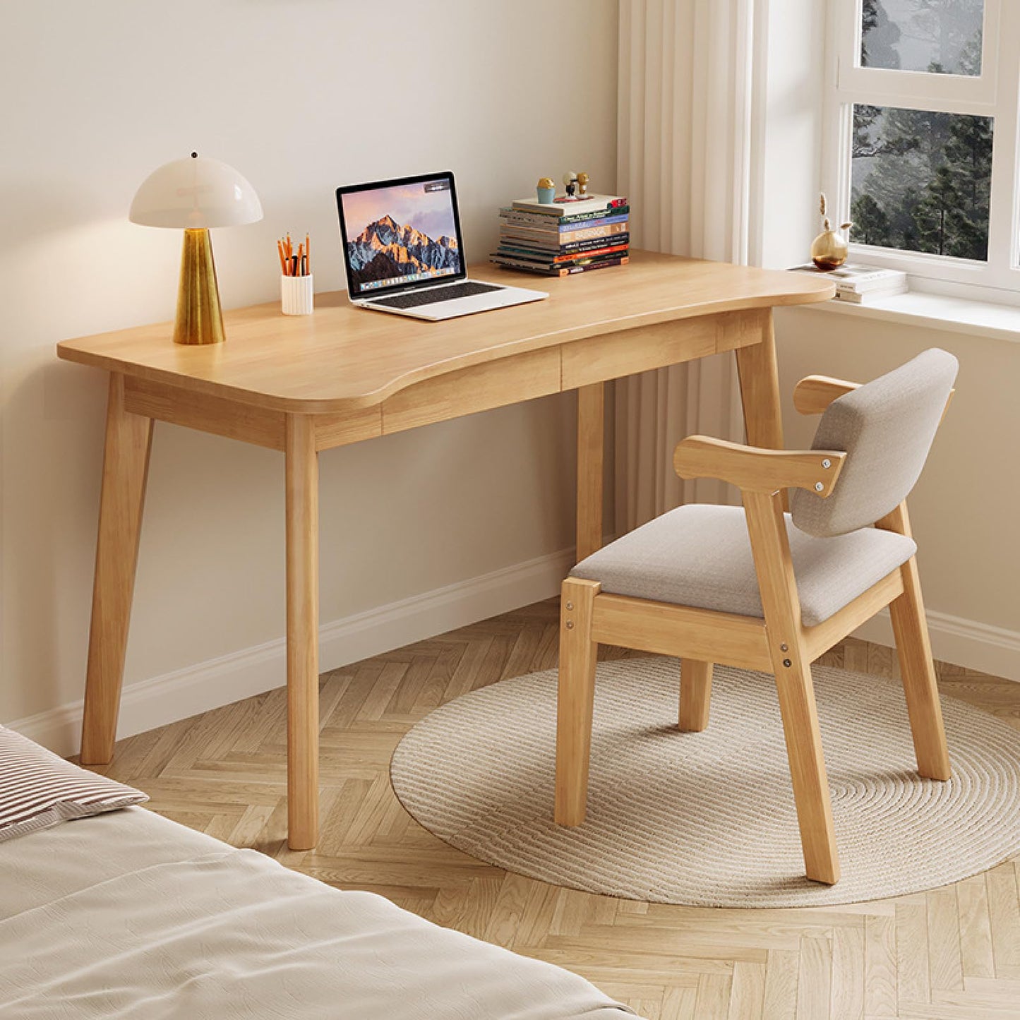 Solid Oak Writing Desk with Storage Drawers