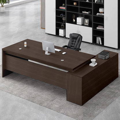 Executive L-Shaped Office Desk with Storage Cabinets