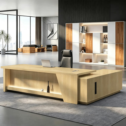 Executive L-Shaped Desk with Storage Cabinets