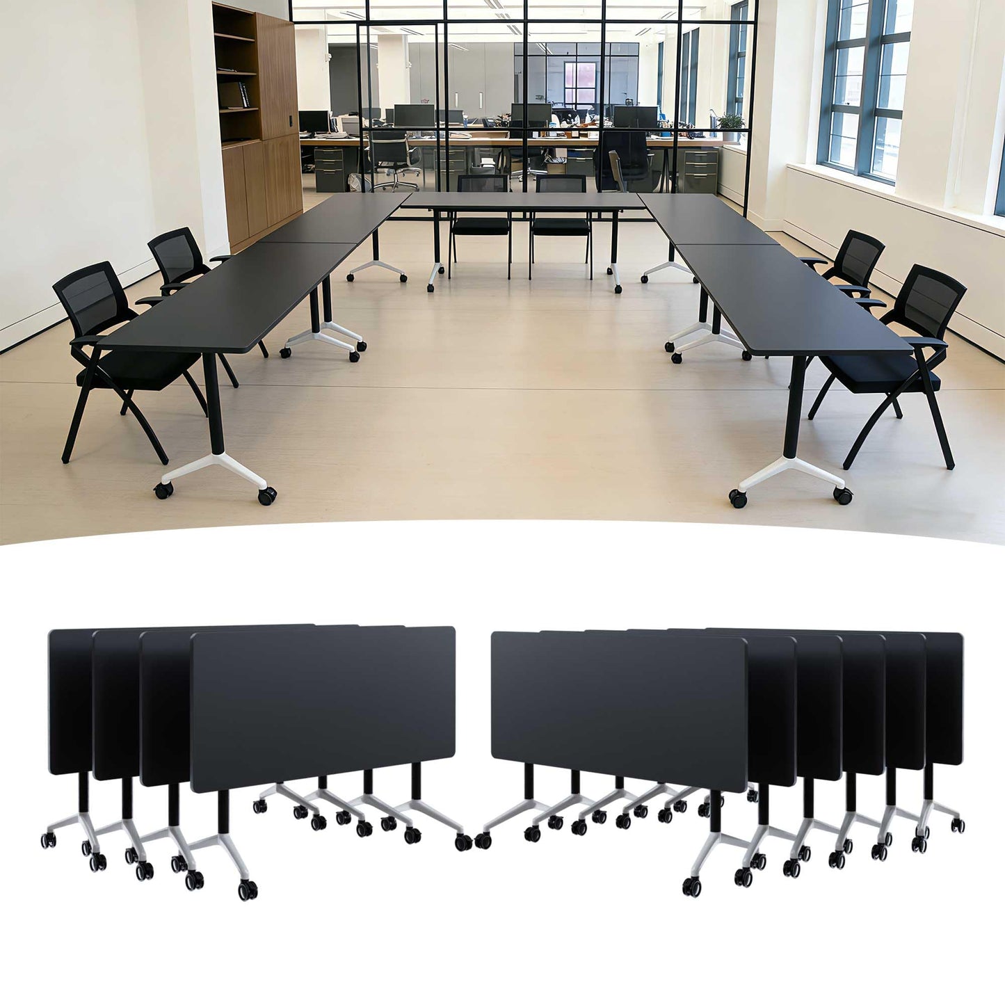 Mobile Folding Conference Table with Wheels