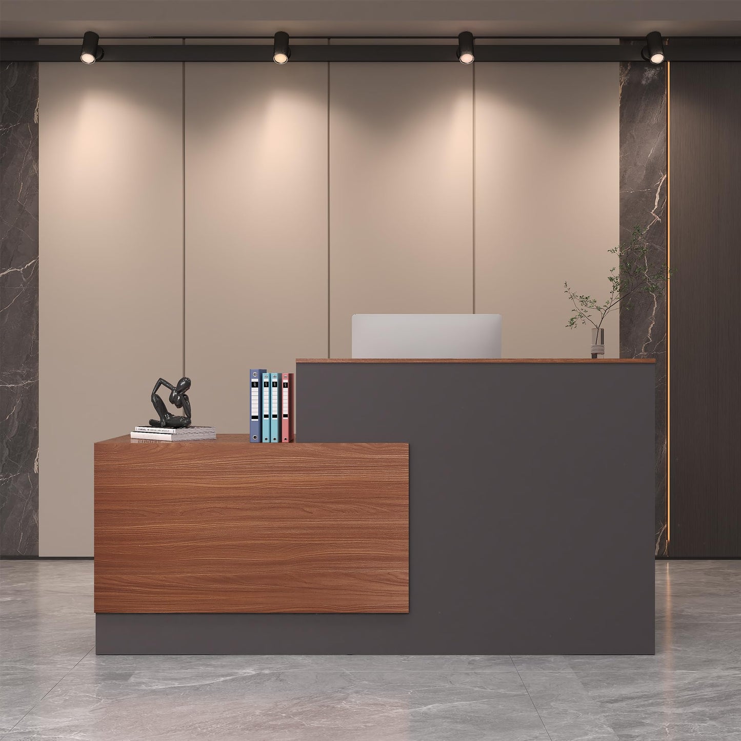 L-Shaped Reception Desk with Lockable Storage