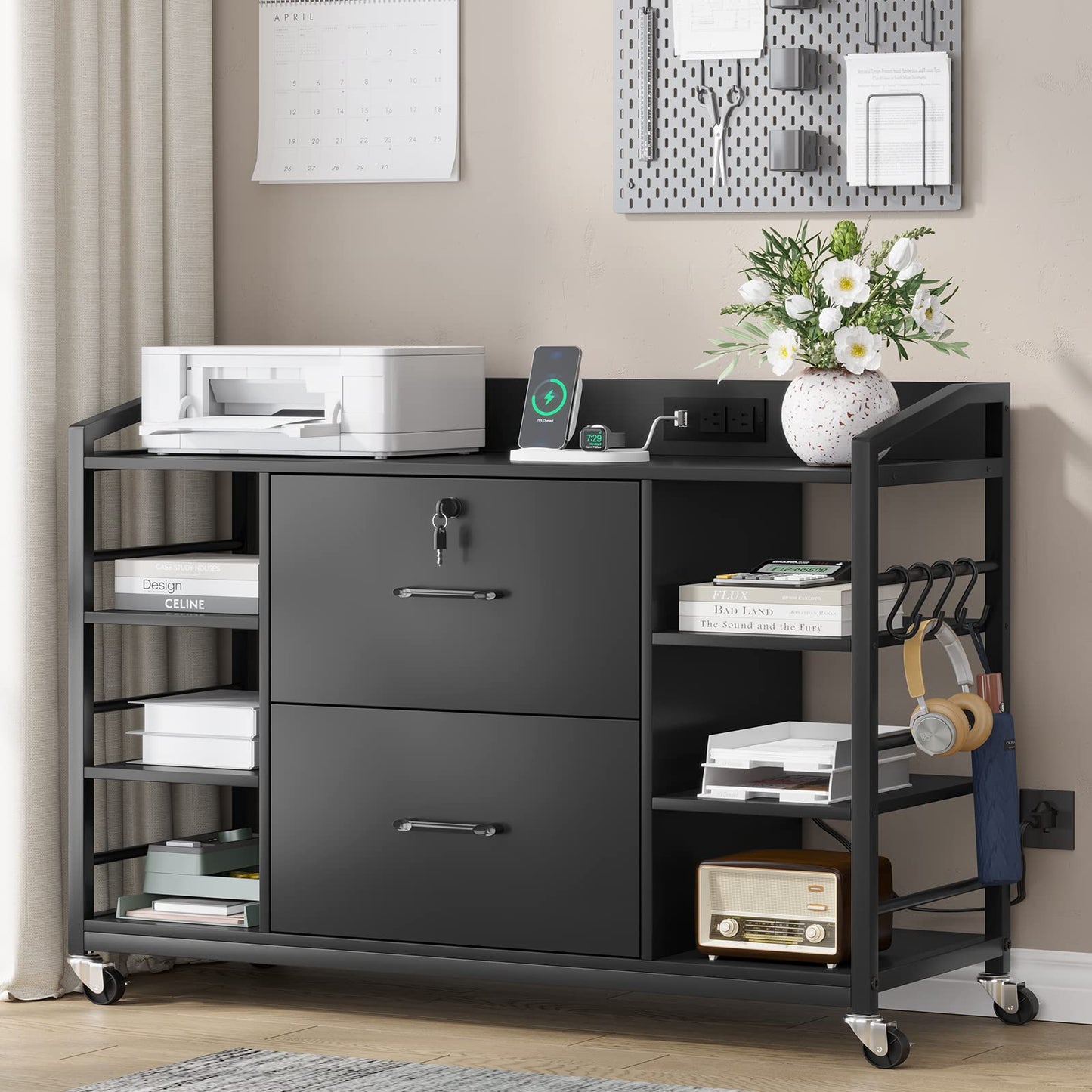 2-Drawer File Cabinet with Adjustable Shelves