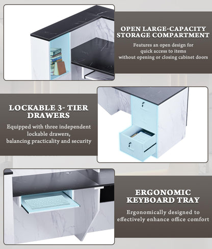 Large L-Shaped Reception Desk with Lockable Storage