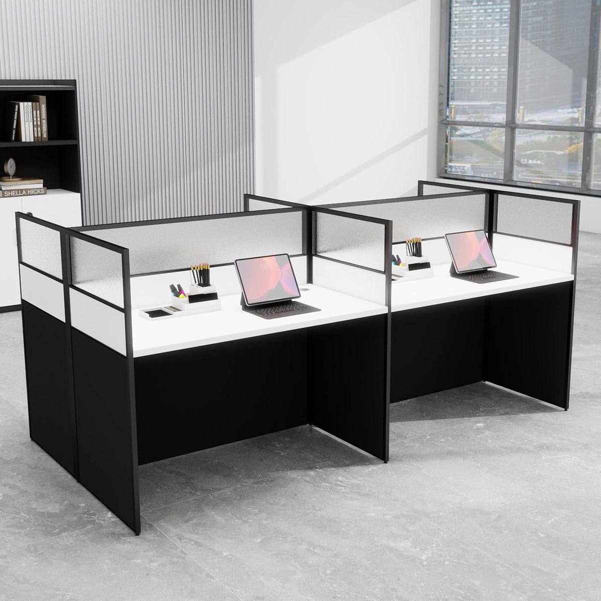 Office Cubicle Workstation with Privacy Panels