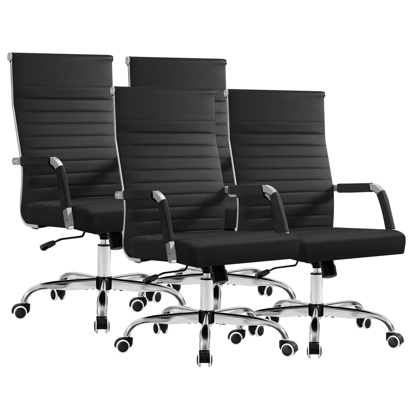 Mid-Back Leather Conference Chair Set
