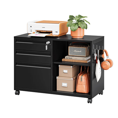 Mobile Lateral File Cabinet with Storage Shelves