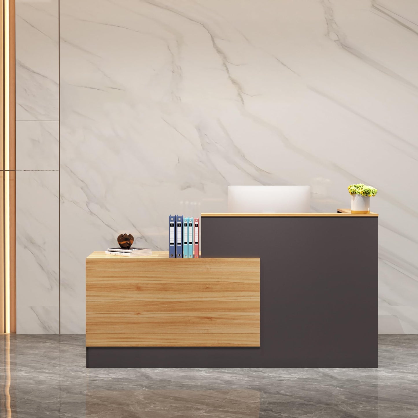 L-Shaped Reception Desk with Lockable Storage