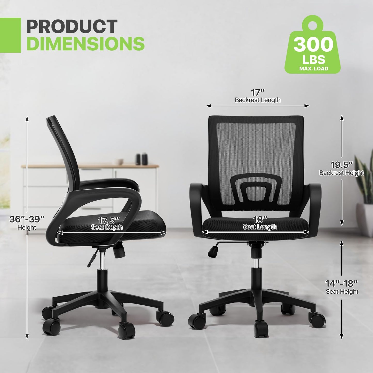 Mid-Back Ergonomic Mesh Office Chair