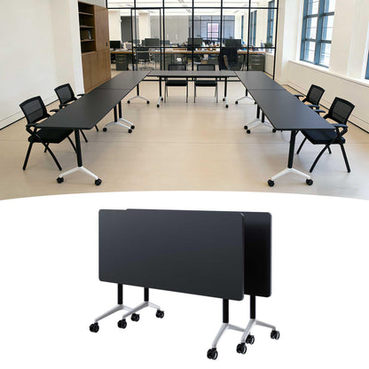 Modular Mobile Conference Table with Flip Top