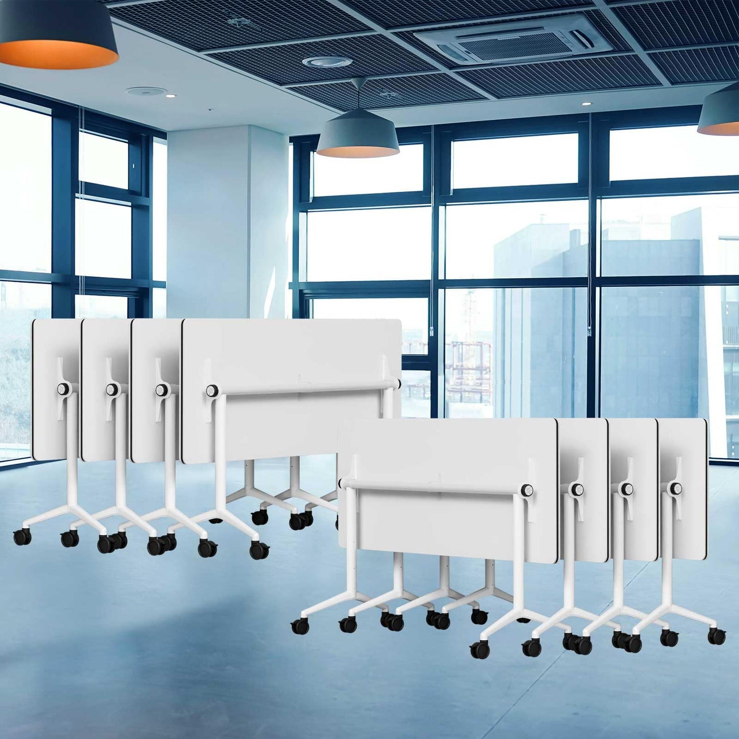 Mobile Folding Conference Table with Wheels