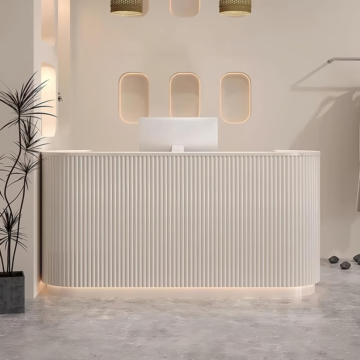 Modern Salon Reception Desk with Decorative Panels