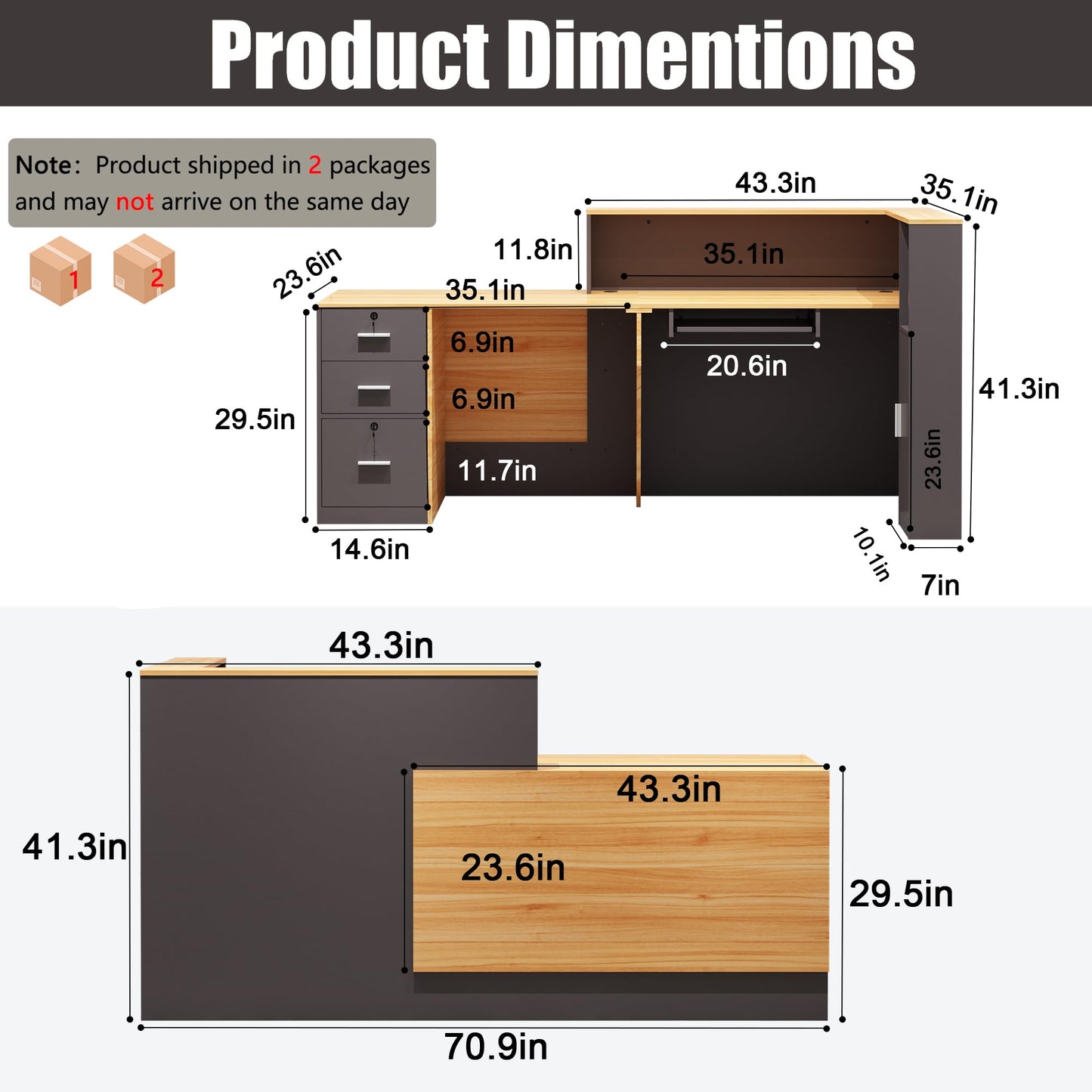 L-Shaped Reception Desk with Lockable Storage