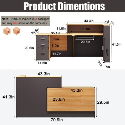 L-Shaped Reception Desk with Lockable Storage