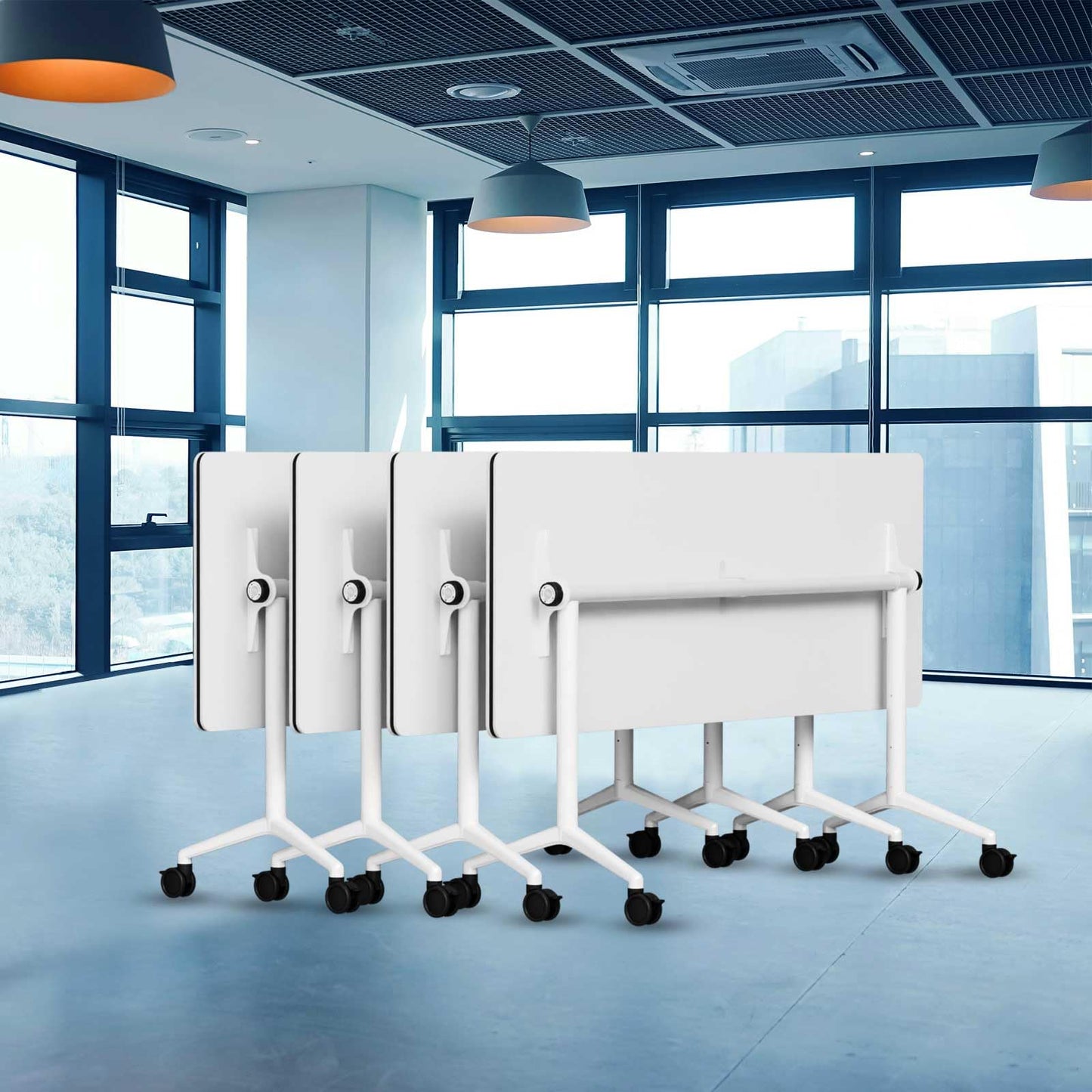 Mobile Folding Conference Table with Wheels