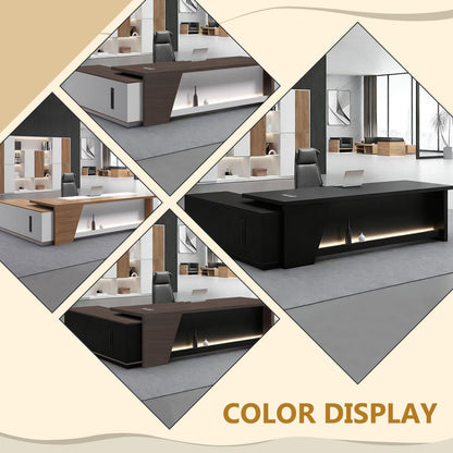 Executive L-Shaped Desk with Storage Cabinets