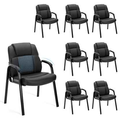 Leather Reception Guest Chair with Padded Arms