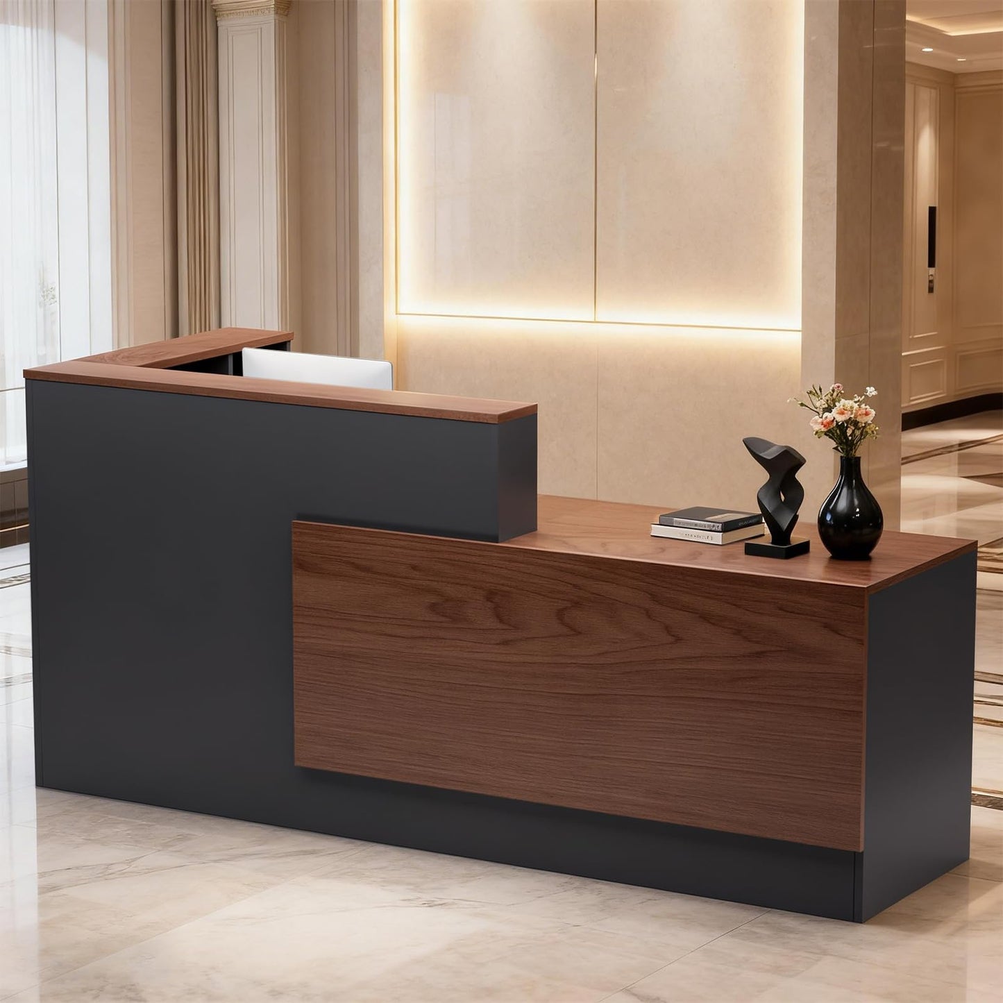 Large L-Shaped Reception Desk with Lockable Storage