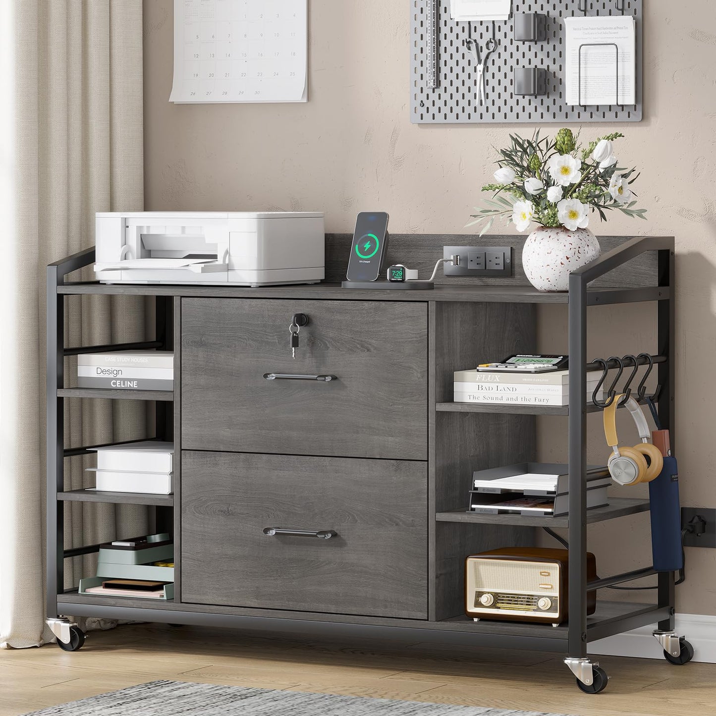 2-Drawer File Cabinet with Adjustable Shelves