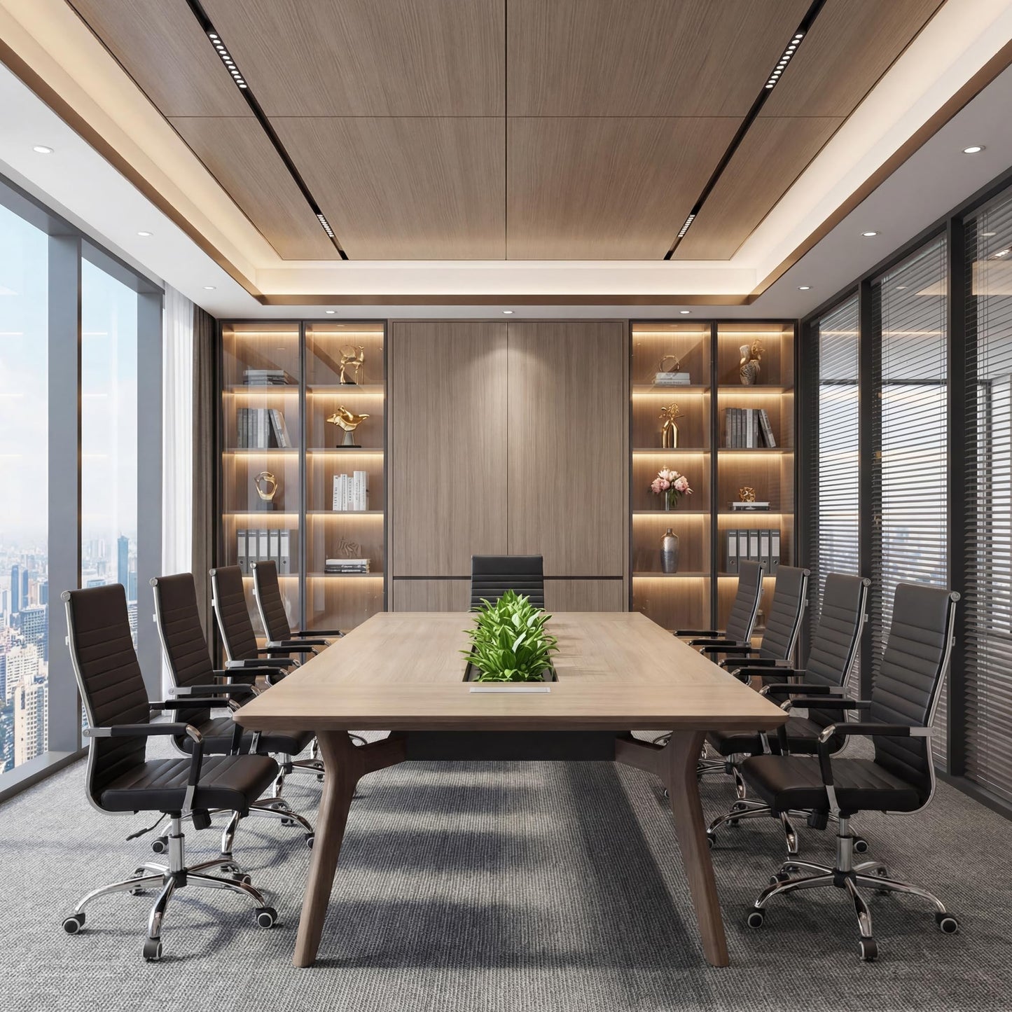 Mid-Back Leather Conference Chair Set