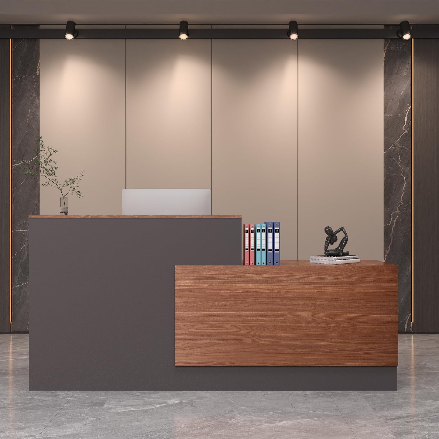 L-Shaped Reception Desk with Lockable Storage