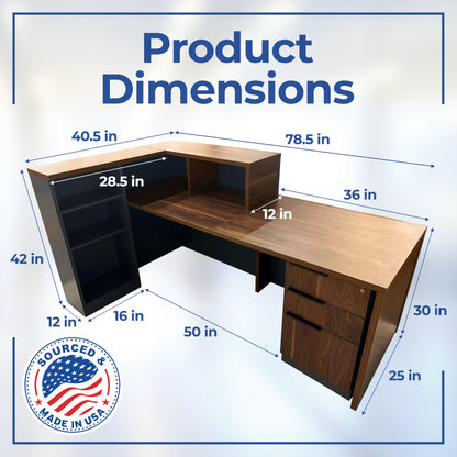 Corner Reception Desk with Lockable Storage