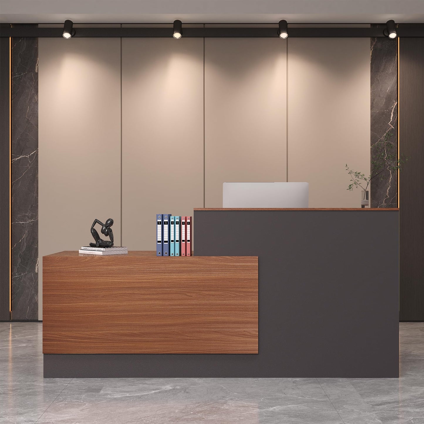 L-Shaped Reception Desk with Lockable Storage
