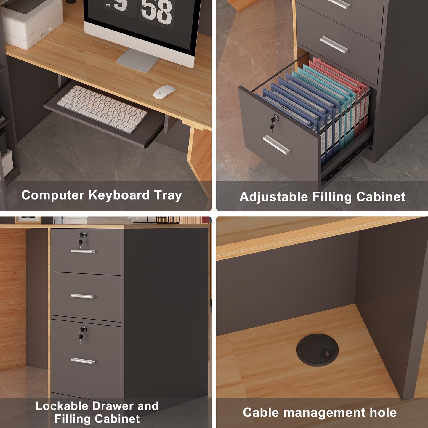 L-Shaped Reception Desk with Lockable Storage