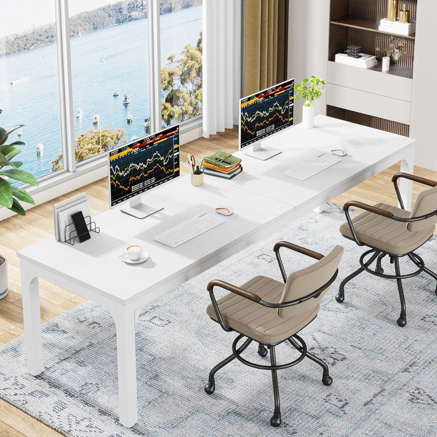 Extra Long Double Computer Desk Workstation