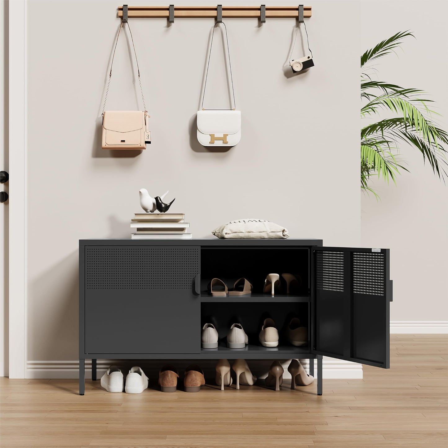Metal Storage Cabinet with Mesh Doors