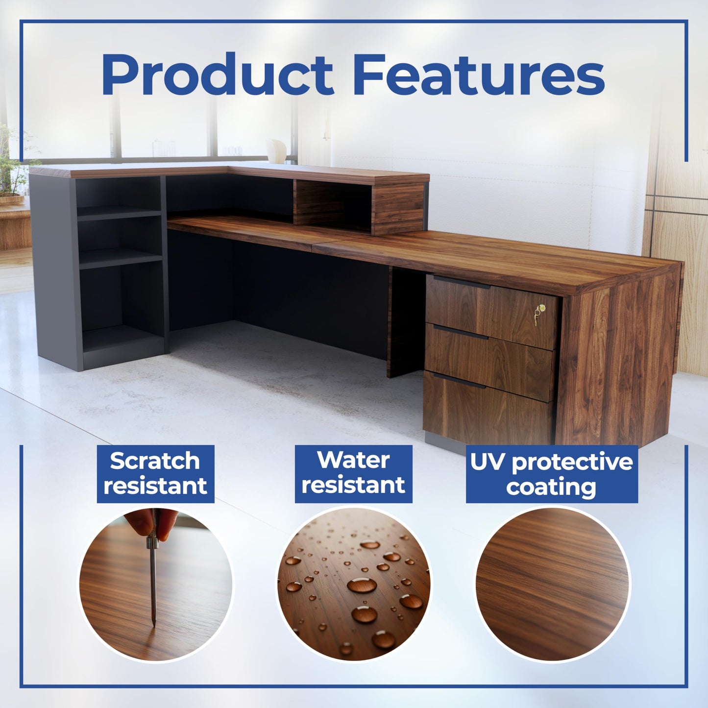 Corner Reception Desk with Lockable Storage