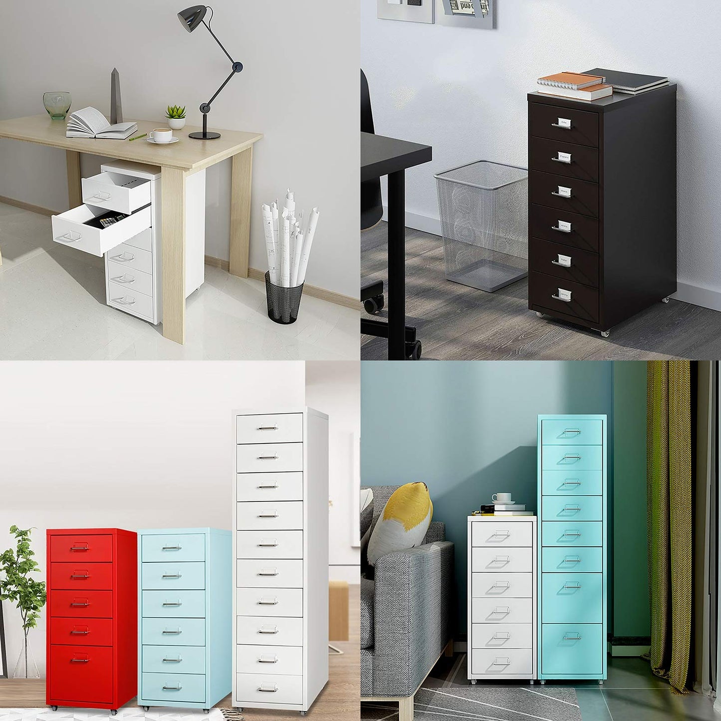 5-Drawer Rolling Metal File Cabinet