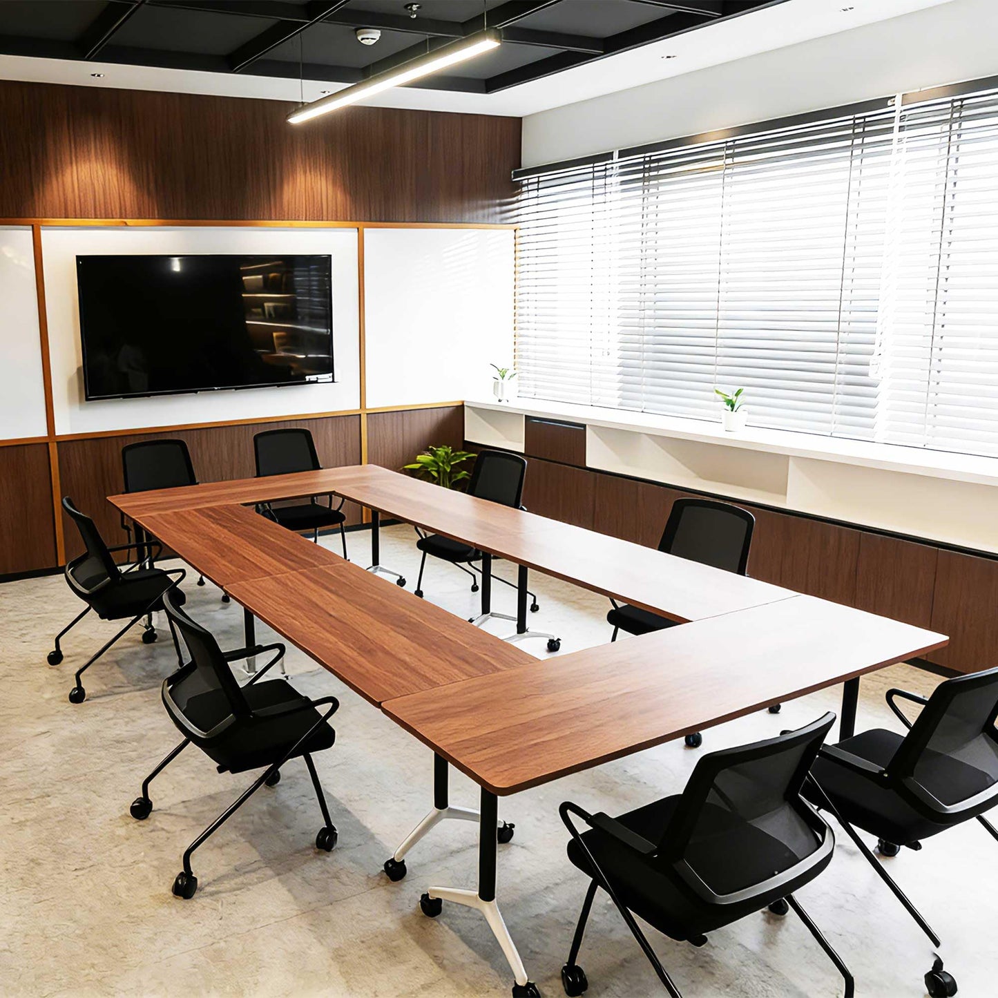 Modular Mobile Conference Table with Flip Top