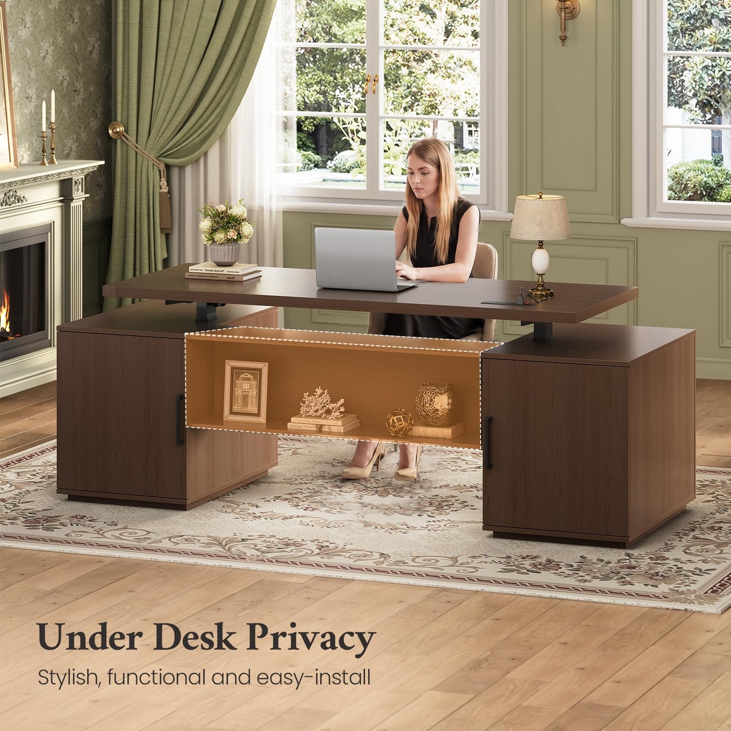 Electric Standing Desk with Drawers & Storage