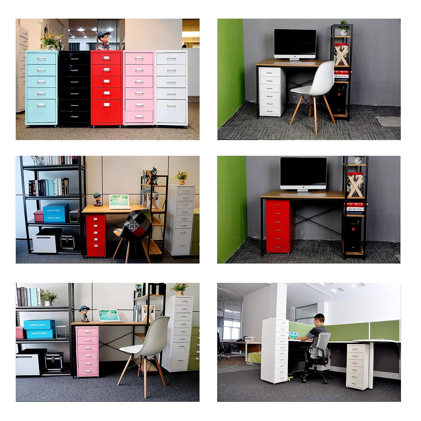 5-Drawer Rolling Metal File Cabinet