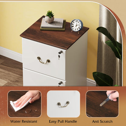 2-Drawer Rolling File Cabinet with Lock