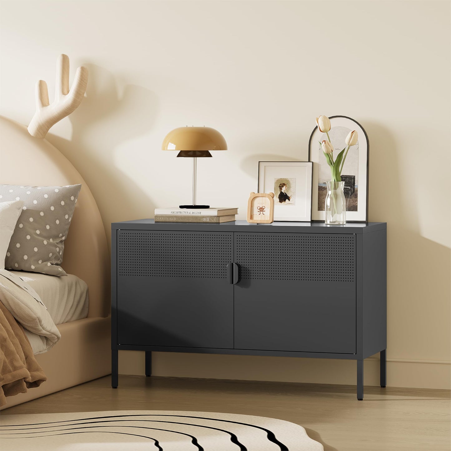 Metal Storage Cabinet with Mesh Doors