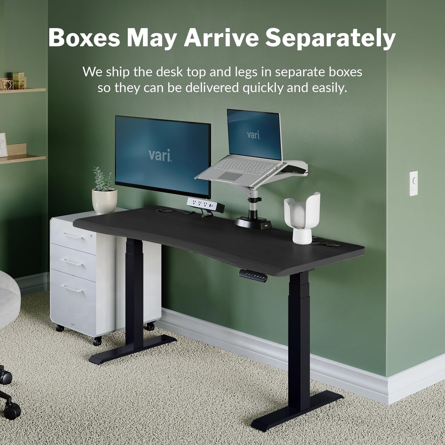 Electric Standing Desk with Ergonomic Curved Top