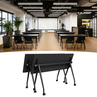 Modular Mobile Conference Table with Flip Top