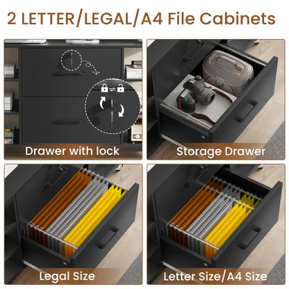 2-Drawer File Cabinet with Adjustable Shelves