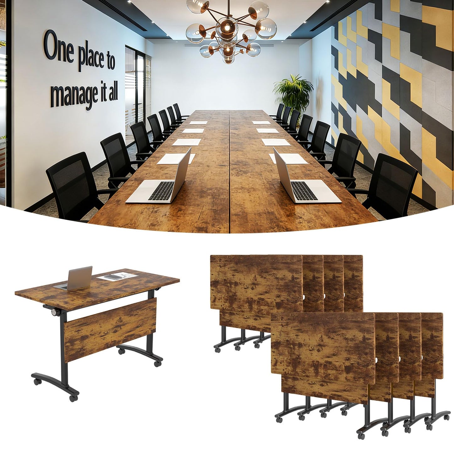Mobile Folding Conference Table with Wheels