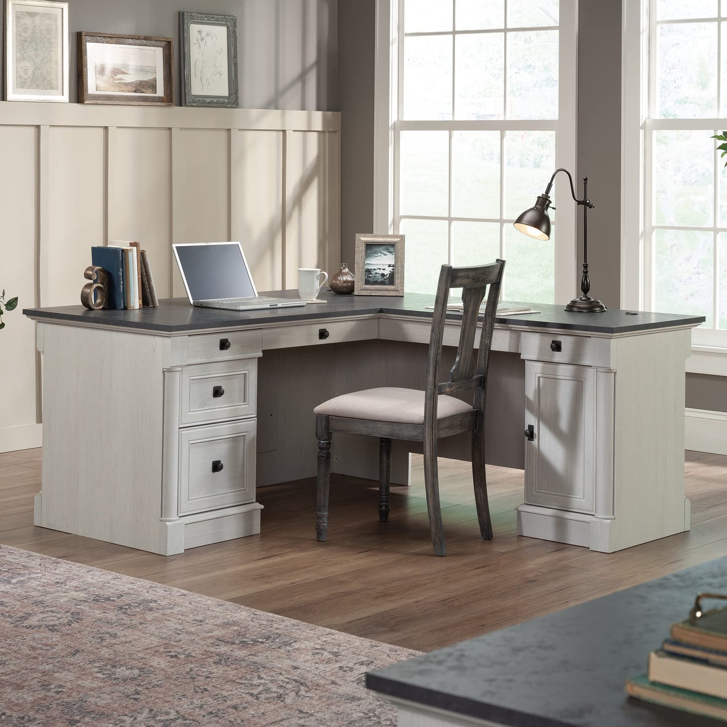 L-Shaped Office Desk with File Storage & Keyboard Tray