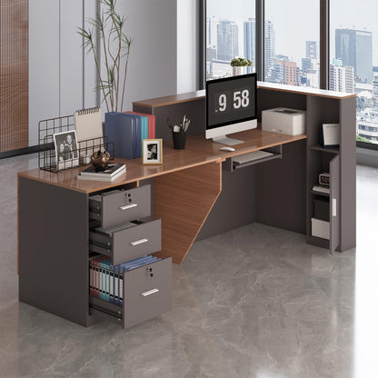 L-Shaped Reception Desk with Lockable Storage