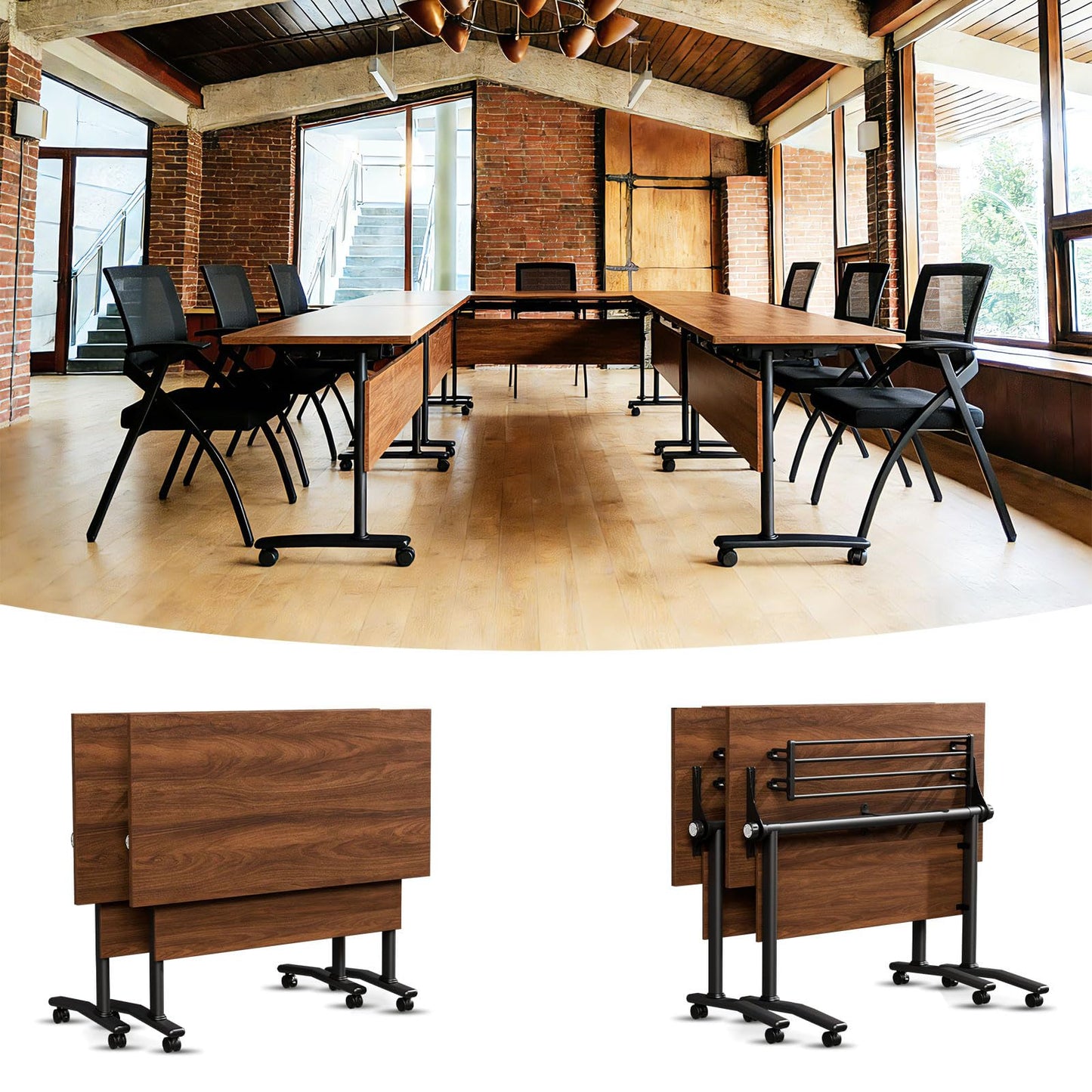 Modular Mobile Conference Table with Flip Top
